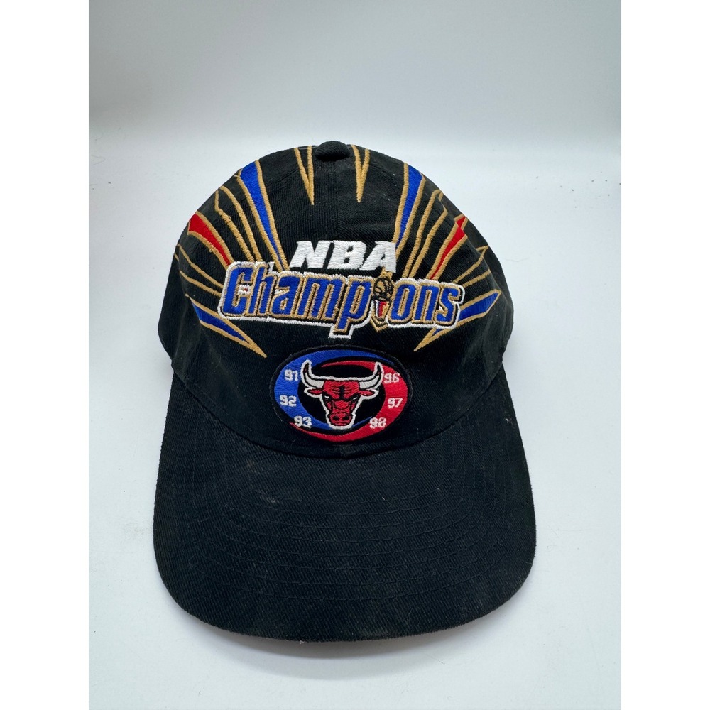 Vintage Chicago Bulls NBA Champions 6-Time Winners Starter Strapback Hat Black
